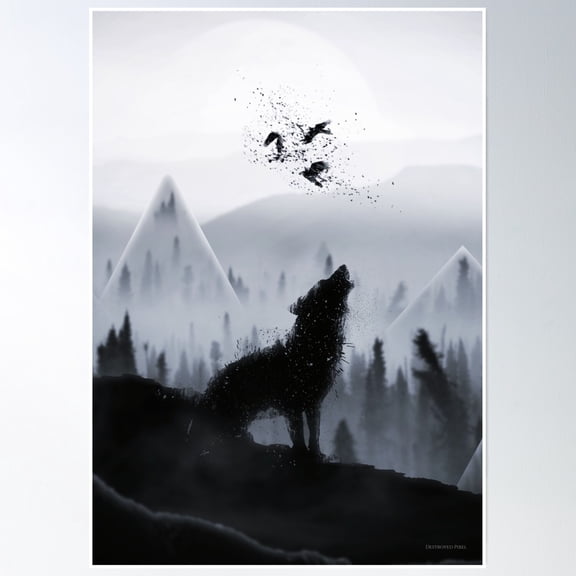 Bloom Theory The Lone Wolf Poster Wall Art, Modern Wall Decor, 24x36 UNFRAMED
