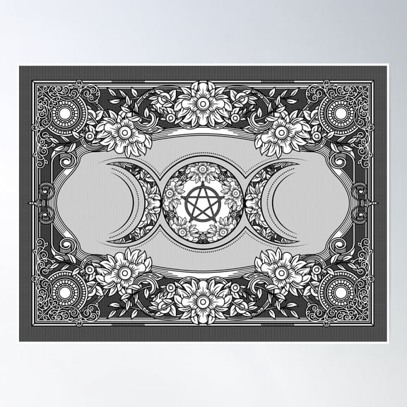 Bloom Theory Triple Moon - Triple Goddess Ornament Poster Wall Art, Modern Wall Decor, 24x36 UNFRAMED