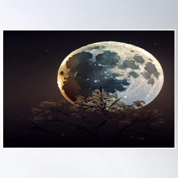 Bloom Theory Unwind With The Moon And Relax Into Space Poster Wall Art, Modern Wall Decor, 8x12 UNFRAMED
