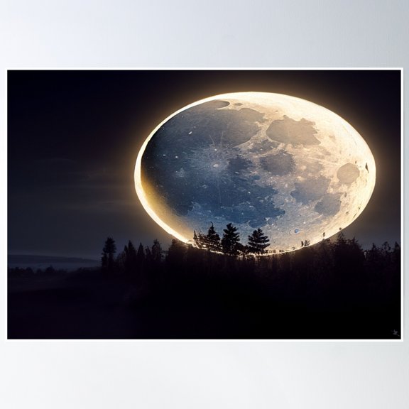 Bloom Theory Unwind With The Moon And Relax Into Space Poster Wall Art, Modern Wall Decor, 8x12 UNFRAMED