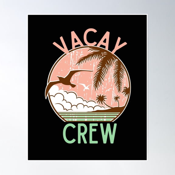 Bloom Theory Vacay Crew Vintage Sunset Poster Wall Art, Modern Wall Decor, 12x18 UNFRAMED