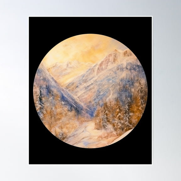 Bloom Theory Vintage Mountain Poster Wall Art, Modern Wall Decor, 24x36 UNFRAMED