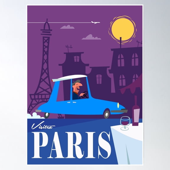 Bloom Theory Visitez Paris Poster Wall Art, Modern Wall Decor, 24x36 UNFRAMED