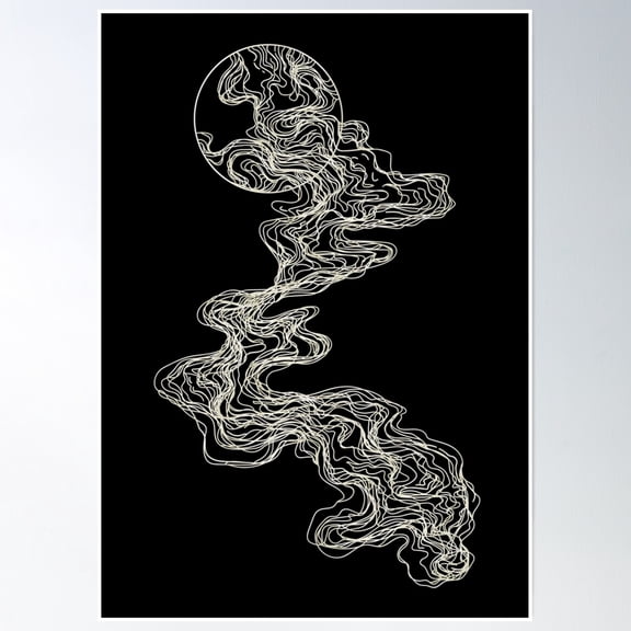 Bloom Theory White Overflowing Moon Poster Wall Art, Modern Wall Decor, 24x36 UNFRAMED