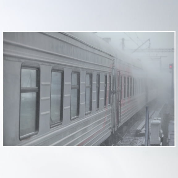 Bloom Theory Winter Railway Poster Wall Art, Modern Wall Decor, 12x18 UNFRAMED