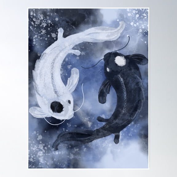 Bloom Theory Yin Yang Spirit Koi Poster Wall Art, Modern Wall Decor, 12x18 UNFRAMED