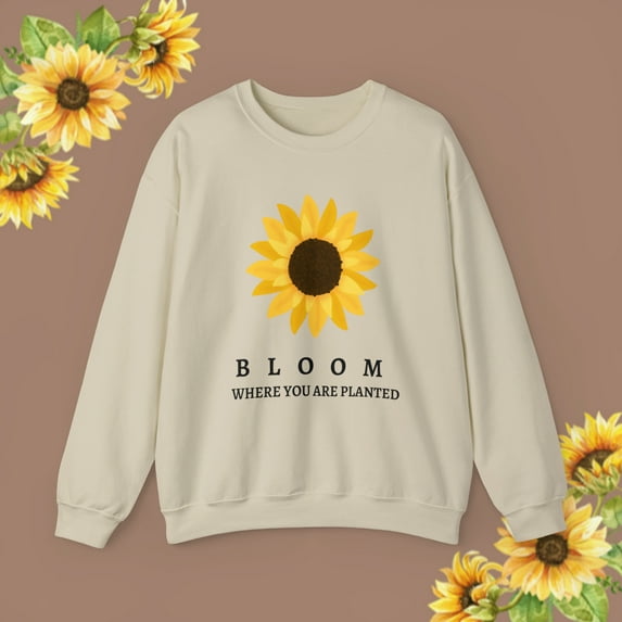 Bloom Where You Are Planted- Sunflower Design - Unisex Crewneck Sweatshirt