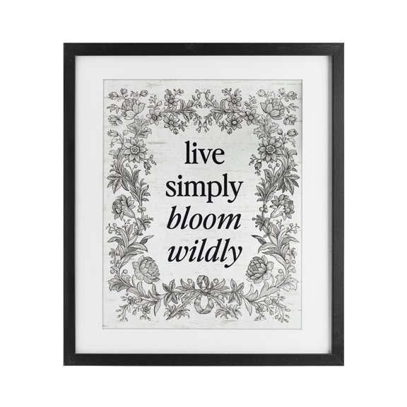 Stupell Industries Bloom Wildly Vintage Border Black Framed Print Under Glass, design by Lettered and Lined, 16 x 13