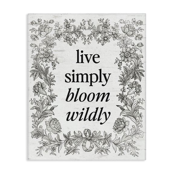 Stupell Industries Bloom Wildly Vintage Border Canvas Wall Art, design by Lettered and Lined, 40 x 30