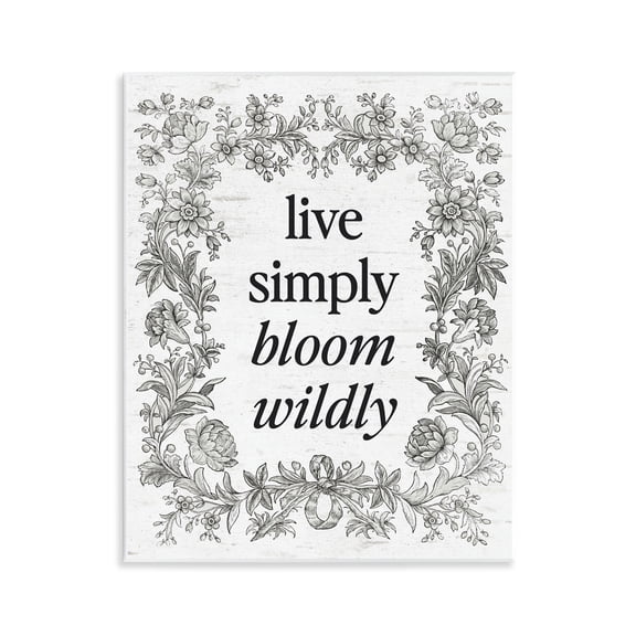 Stupell Industries Bloom Wildly Vintage Border Wall Plaque Art, design by Lettered and Lined, 14 x 11