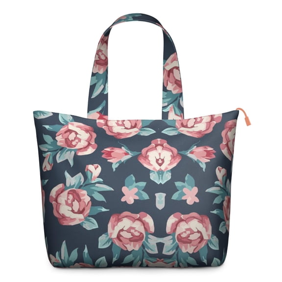 Bloom and Blossom Travel Tote Bag, Lightweight Zippered Shoulder Bag with Multiple Pockets, Perfect for Moms on the Go