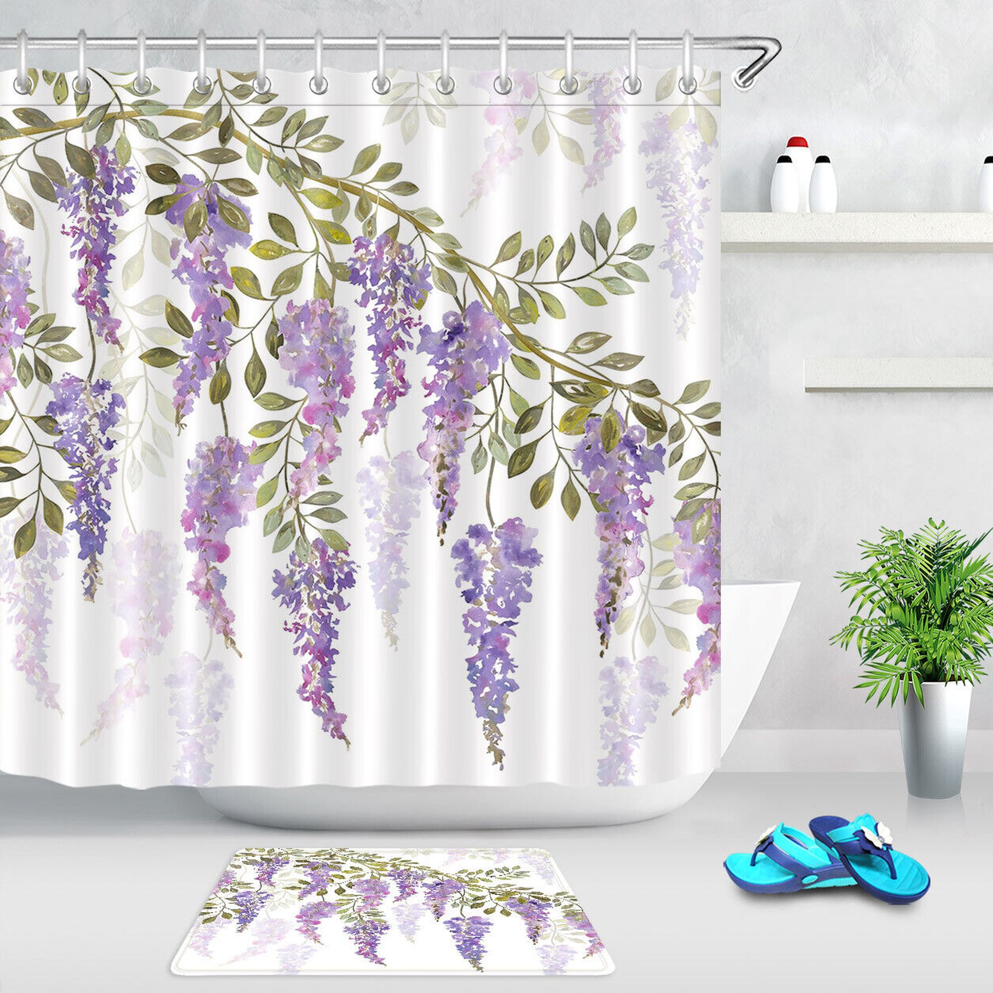 Bloom in Elegance with Wisteria Blossom Shower Curtain Elevate Your