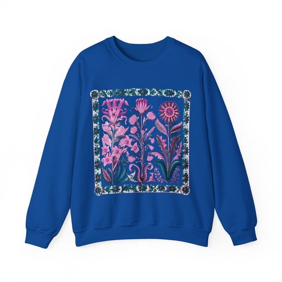 Bloom in Style: Floral Tapestry - Unisex Heavy Blend™ Crewneck Sweatshirt