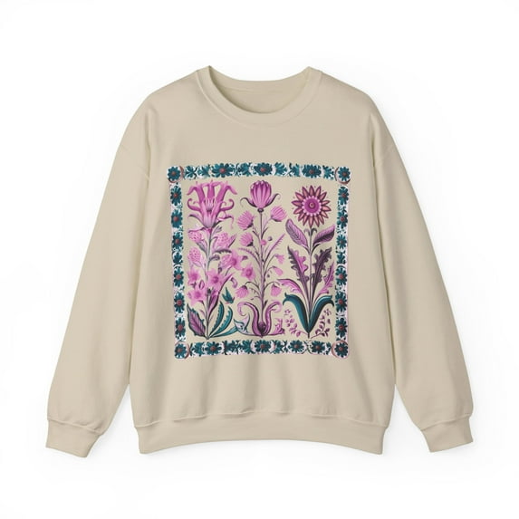 Bloom in Style: Floral Tapestry - Unisex Heavy Blend™ Crewneck Sweatshirt