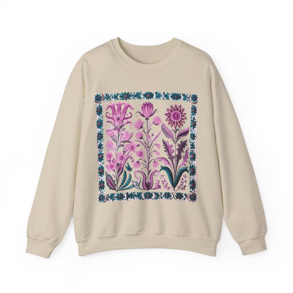 Bloom in Style: Floral Tapestry - Unisex Heavy Blend™ Crewneck Sweatshirt