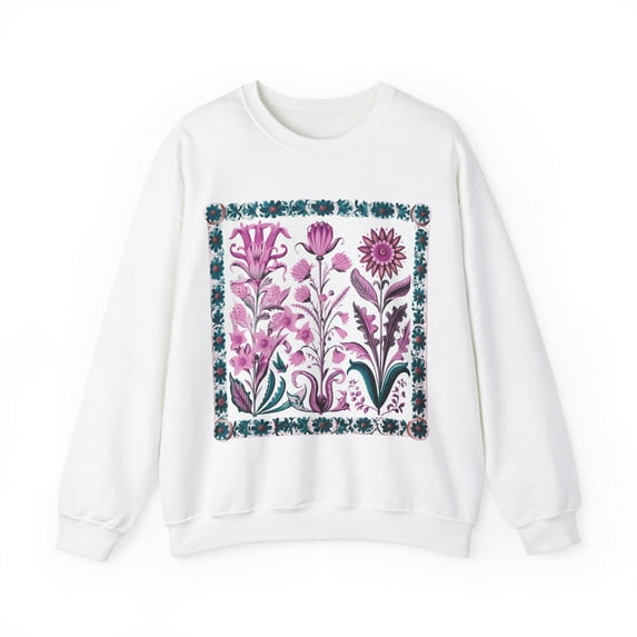 Bloom in Style: Floral Tapestry - Unisex Heavy Blend™ Crewneck Sweatshirt