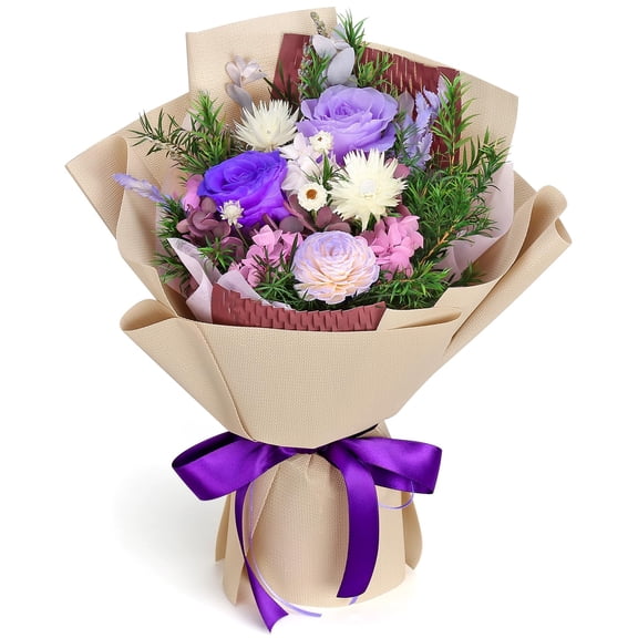 Bloom's Diary Preserved Flowers Bouquet, Flowers for Delivery Prime, Birthday Gifts for Women, Wife, Mother, Her (Purple) A101
