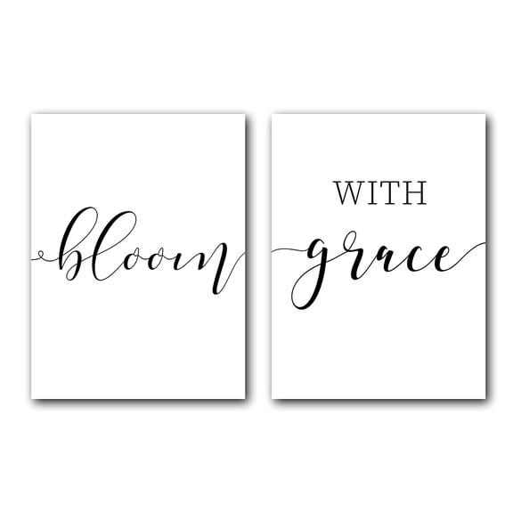 Bloom with Grace Set of 2 Posters 18 x 24 Inches Minimalist Art Typography Art Bedroom Wall Art Romantic Gift Home Wall Art Poster