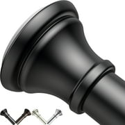 BloomFlower Black Shower Curtain Rod, 43-72 inches, Matte Black,Never Rust , Metal Rod,Tension Rod with Spring