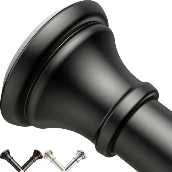 BloomFlower Black Shower Curtain Rod, 43-72 inches, Matte Black,Never Rust , Metal Rod,Tension Rod with Spring