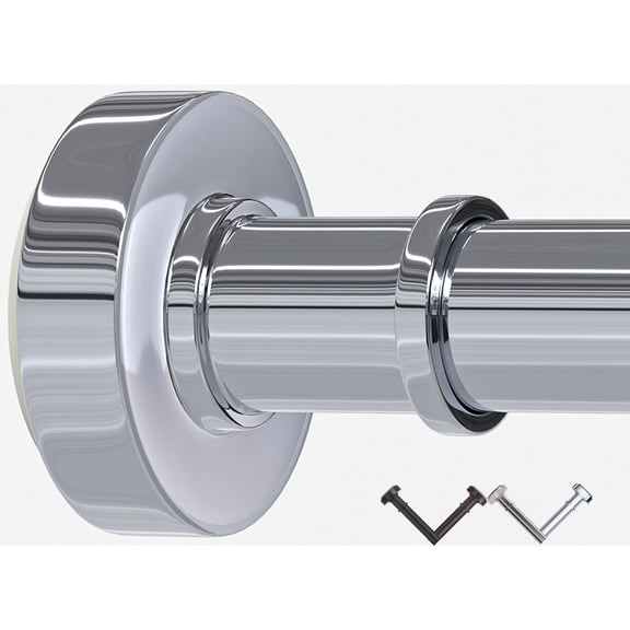 BloomFlower Chrome Shower Curtain Rod,Adjustable 43-72 inches,Rust Resistance,Spring Tension Metal Rod,No Drill