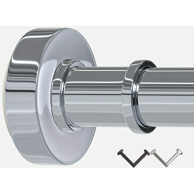 BloomFlower Chrome Shower Curtain Rod, 4372'' Adjustable, NoDrill, AntiRust, HeavyDuty