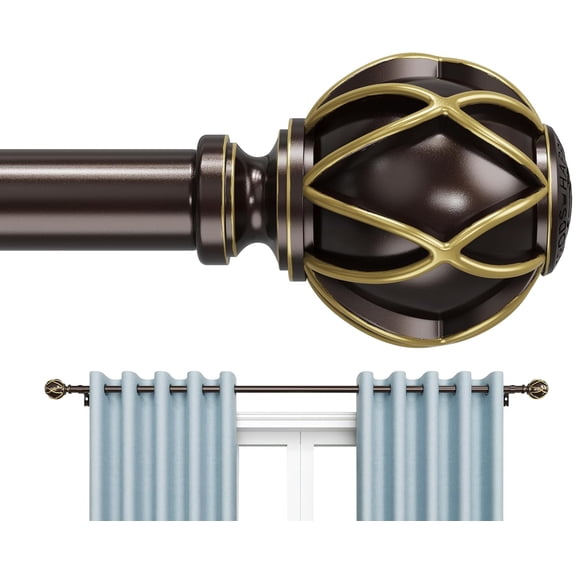 BloomFlower Curtain Rods 18-152 inch, for Window 144 Inch, Adjustable Length Heavy Duty Diameter 7/8 inch, Decorative Finials, Bronze