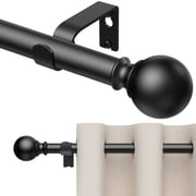 BloomFlower Curtain Rods 18-240 Inch, 255-inch rod Adjustable Length Heavy Duty Diameter 7/8 inch, Decorative Finials, Black