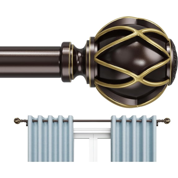 BloomFlower Curtain Rods 18-245 inch, for Window 240 Inch, Adjustable Length Heavy Duty Diameter 7/8 inch, Decorative Finials, Bronze