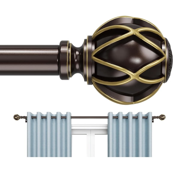 BloomFlower Curtain Rods 18-245 inch, for Window 240 Inch, Adjustable Length Heavy Duty Diameter 7/8 inch, Decorative Finials, Bronze