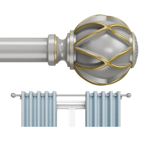 BloomFlower Curtain Rods 18-75 inch, for Window 70 Inch, Adjustable Length Heavy Duty Diameter 7/8 inch, Decorative Finials, Silver