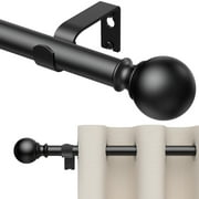 BloomFlower Curtain Rods 48-84 Inch, 92-inch rod Adjustable Length Heavy Duty Diameter 7/8 inch, Decorative Finials, Black