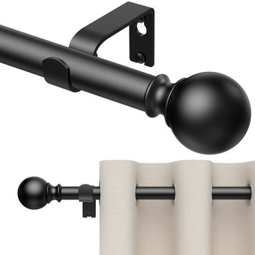 BloomFlower Curtain Rods 72-144 Inch, 152-inch rod Adjustable Length Heavy Duty Diameter 7/8 inch, Decorative Finials, Black