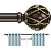 BloomFlower Curtain Rods for Windows 20 to 120 or 128 Inches Max,Adjustable Length Heavy Duty Rod,Decorative Finials,Bronze