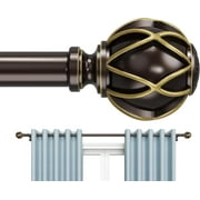 BloomFlower Curtain Rods 18-128 inch, for Window 120 Inch, Adjustable Length Heavy Duty Diameter 7/8 inch, Decorative Finials, Bronze