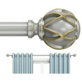 thumbnail image 1 of BloomFlower Curtain Rods 18-169 inch, for Window 160 Inch, Adjustable Length Heavy Duty Diameter 7/8 inch, Decorative Finials, Silver, 1 of 8