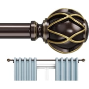 BloomFlower Curtain Rods 18-58 inch, for Window 48 Inch, Adjustable Length Heavy Duty Diameter 7/8 inch, Decorative Finials, Bronze