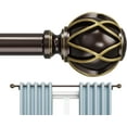 thumbnail image 1 of BloomFlower Curtain Rods 18-92 inch, for Window 84 Inch, Adjustable Length Heavy Duty Diameter 7/8 inch, Decorative Finials, Bronze, 1 of 9