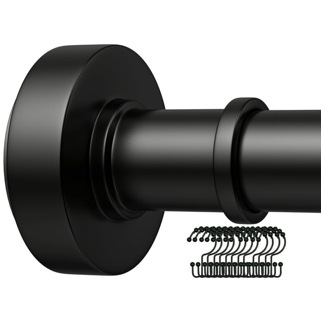 BloomFlower Matte Black Shower Rod Set with 12 AntiRust Resistant