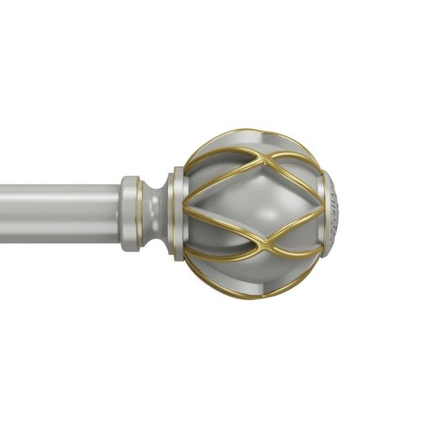 BloomFlower Silver Curtain Rod,1 inch, Thick Curtain Rod 20 to 195 inch