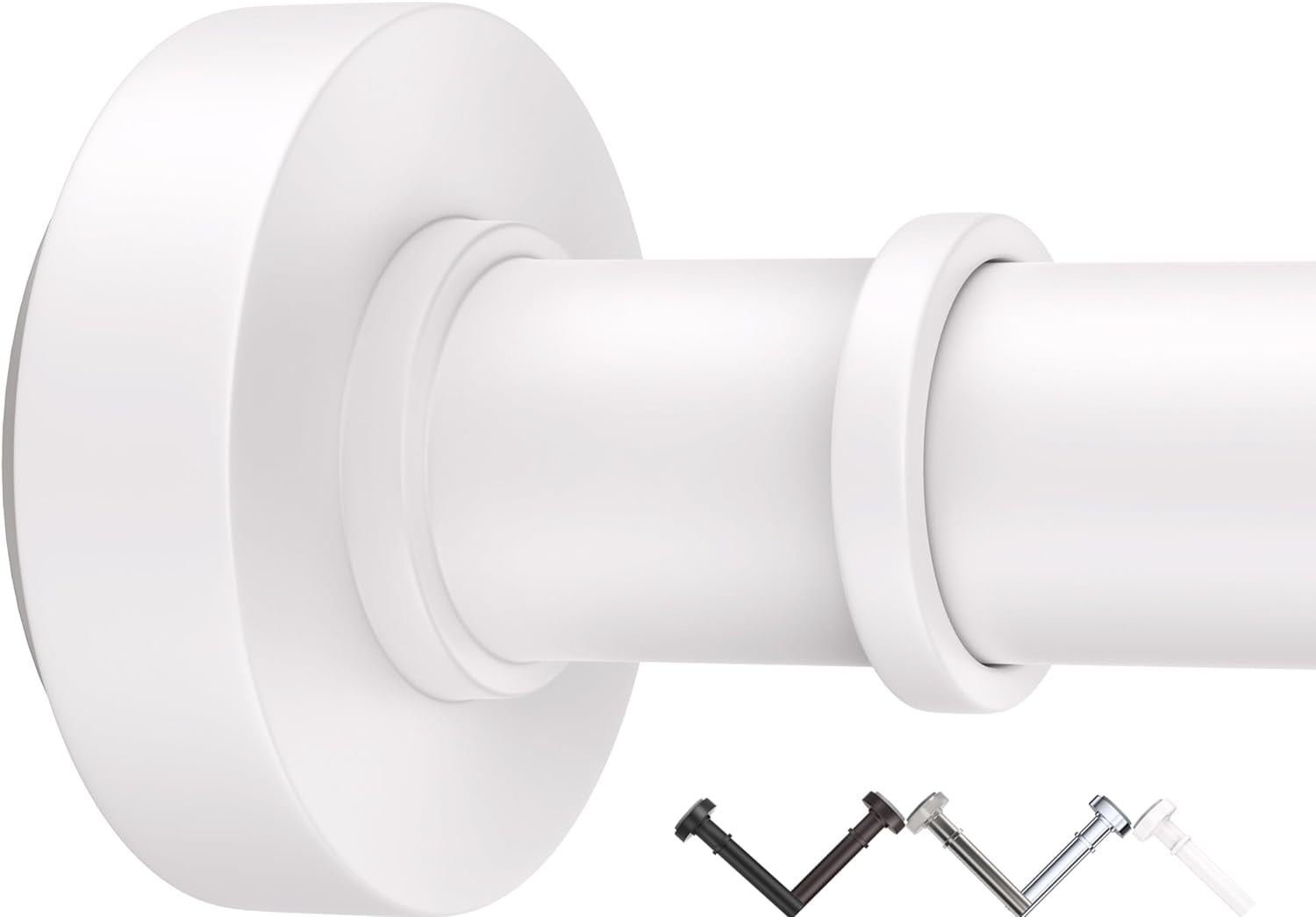 White Adjustable Metal Tension Shower Rod, 18-72 Inches