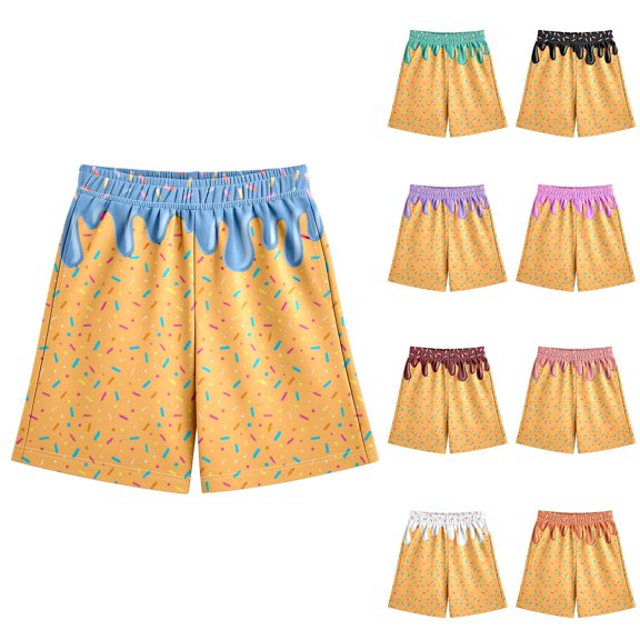 BloomJoy Big Kid 2-14T Ice Cream Shorts Baseball Boy Summer Preppy Boy Swim Trunks Toddler Beach Board Shorts with Pockets 11-12 Years Blue Summer Shorts