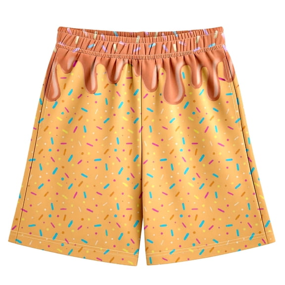 BloomJoy Big Kid 2-14T Ice Cream Shorts Baseball Boy Summer Preppy Boy Swim Trunks Toddler Beach Board Shorts with Pockets 9-10 Years Orange Summer Shorts