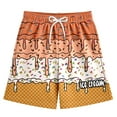 thumbnail image 1 of BloomJoy Big Kid 2-14T Ice Cream Shorts Boy Girl Summer Beach Preppy with Pockets Elastic Waist Ice Cream Baseball Shorts 11-12 Years Orange Summer Shorts, 1 of 4