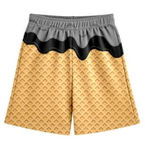 BloomJoy Little Kid Ice Cream Shorts Boy 2-14T Summer Preppy Ice Cream Baseball Shorts Casual Elastic Waist Short-Pants with Pockets 3-4 Years Black Summer Shorts