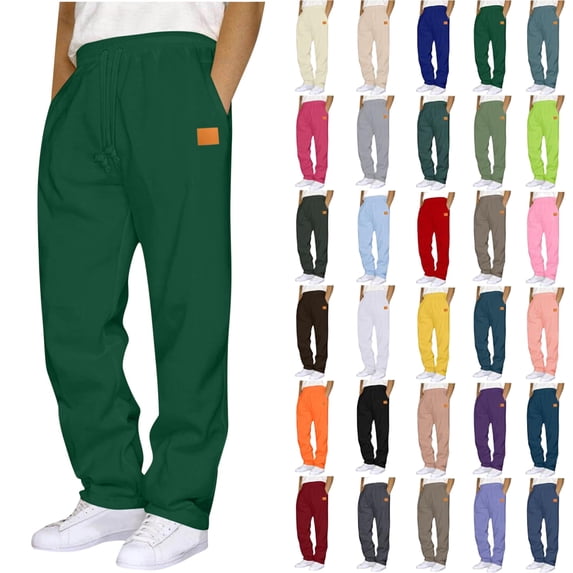 BloomJoy Mens Sweatpants with Pockets Fashion Drawstring Elastic Waist Solid Color Casual Sweat Length Pants