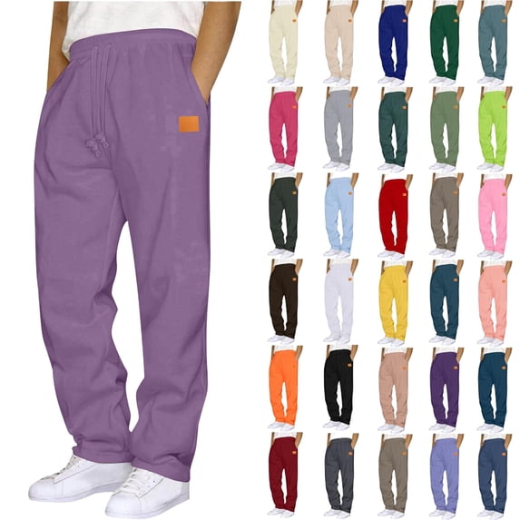 BloomJoy Mens Sweatpants with Pockets Fashion Drawstring Elastic Waist Solid Color Casual Sweat Length Pants