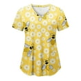 thumbnail image 1 of BloomJoy Scrubs for Women 2023 Protective Clothing Women's Spring Short Sleeved V Neck Printed Pocket T Top Medium T Shirt Ringer Tee Womens Long Sleeved Tees Cute Summer Top, 1 of 3