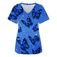 thumbnail image 1 of BloomJoy Scrubs for Women Fashion Butterflies Print Short Sleeve Workwear V Neck Pockets Tops Working Blouse Shirt Women Summer Top Spandex Shirt Womens Summer Tops Loose Fit, 1 of 3