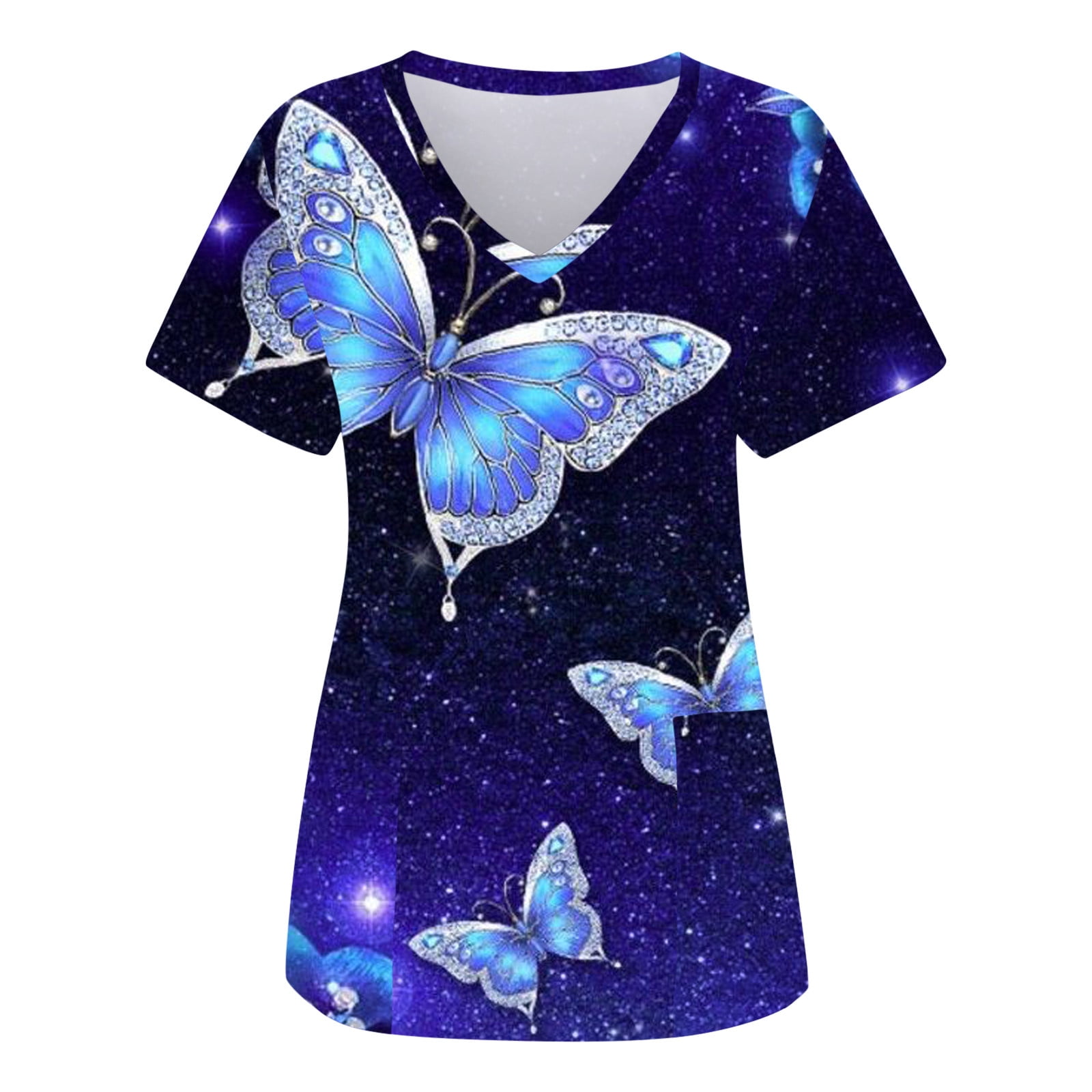 Floerns Women's Butterfly Print Crop Top - Short Sleeve Y2K Drawstring Side Tee - Casual Summer Shirt For Women - View #13